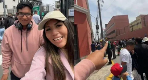 Jóvenes peruanos van a dejar su cartita a Santa Rosa de Lima, pero encuentran larga cola y es viral en TikTok.