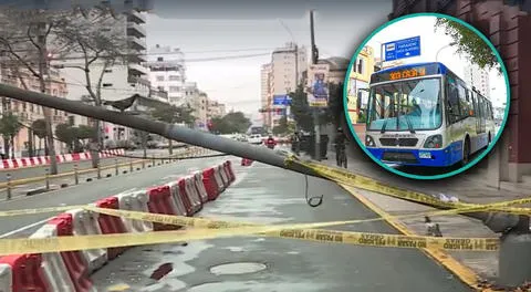 Desvíos del corredor azul por caída de poste en concurrida calle del Centro de Lima, según la ATU.