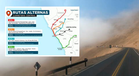 Conoce las cuatro vías alternas de la carretera central ante el cierre de esta vía