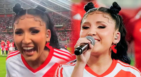 Milena Warthon orgullosa de haber cantado en partido de Perú.