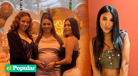 Melissa Klug se muestra con sus dos hijas en su baby shower.