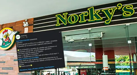 Norky's viene denunciando la presencia de una cuenta falsa que viene usando su nombre para sortear un pollo a la brasa + papas y ensalada aprovechando el Perú vs. Argentina.