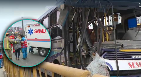 Dos buses de transporte público chocaron en la Panamericana Norte, distrito de Los Olivos y casi matan a sus pasajeros.