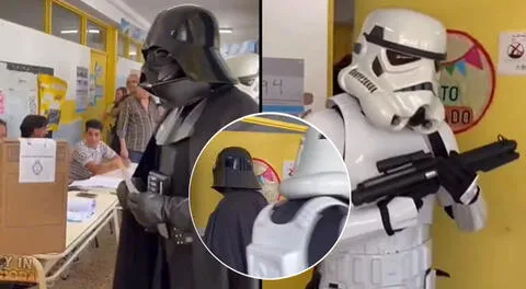 Hombre disfrazado de Darth Vader votó en Elecciones en Argentina y escena es sensación en TikTok.