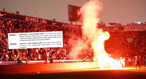 FPF sanciona a Alianza Lima con cierre de Matute por 7 meses, multa y suspensión de un jugador.