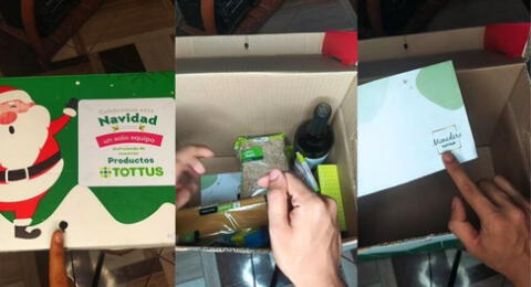 Trabajador de Tottus hace unboxing de su canasta navideña 2023 y es viral en TikTok.