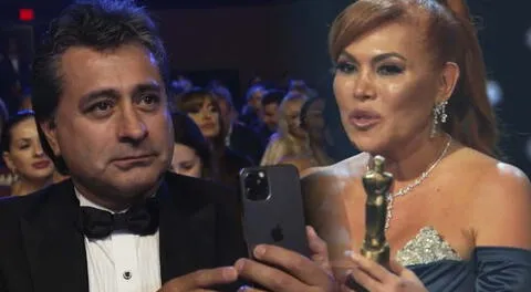 Alfredo Zambrano tiene tierno gesto con Magaly Medina tras recibir su premio internacional.