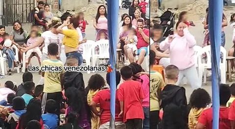 Venezolanas y peruana se robaron el show con sus movimientos durante chocolatada navideña.