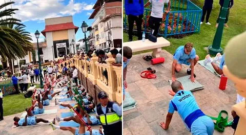 Deportivo Garcilaso entrenó en la plaza de Armas en Cajamarca a poco de su debut en la Liga 1