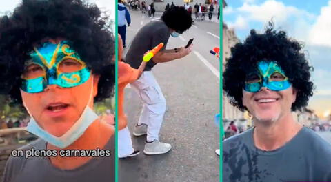 Christian Meier disfruta a lo máximo los carnavales de Cajamarca: niños terminaron mojándolo