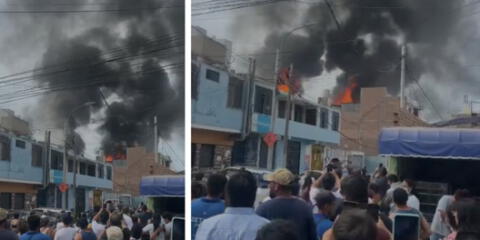 Gigantesco incendio en San Miguel consume varias viviendas.