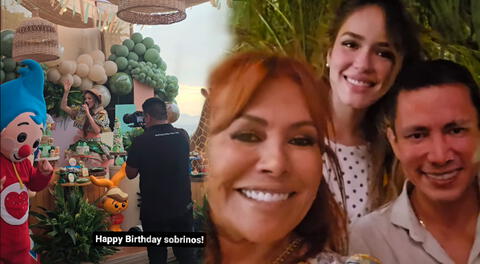 Renzo Costa festeja el primer cumpleaños de sus hijos.