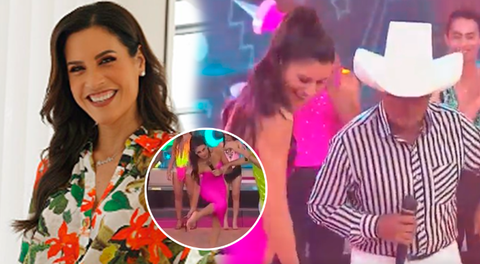 María Pía Copello se luce bailando huayno EN VIVO y hasta se quitó los tacos