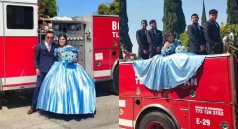 Quinceañera rinde homenaje a su padre bombero en sesión de fotos y es viral en Facebook.