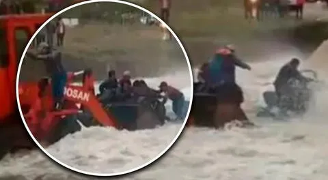 Profesores salvan de morir cuando intentaban cruzar el río con fuerte corriente.