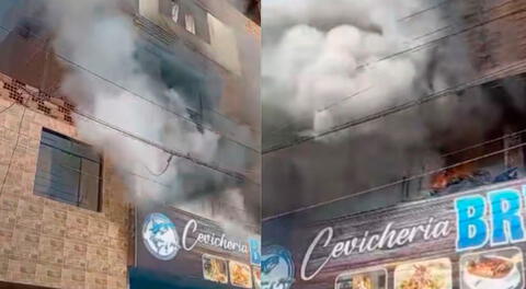 Incendio en hospedaje de San Borja fue controlado por los bomberos de Lima.