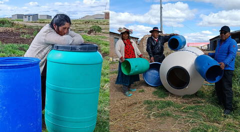 Pobladores tienen que recoger agua de lluvia porque hace un mes no llega el agua en Puno.
