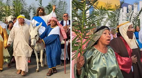Los residentes de la Villa del Adulto Mayor de Villa El Salvador participaron de la escenificación de la entrada triunfal de Jesús a Jerusalén.