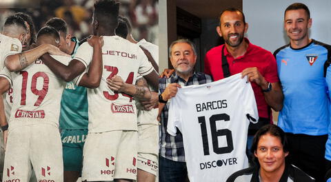 Hernán Barcos visitó a su exequipo LDU en la previa del partido ante Universitario.