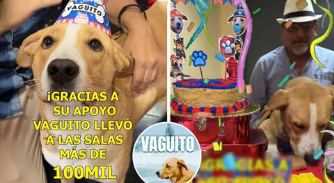 Perrito actor de Vaguito enternece al protagonizar video celebrando éxito de su película.