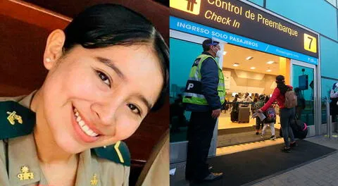 Suboficial PNP Nicole Mesía no dio declaraciones a la prensa en su llegada a Lima.