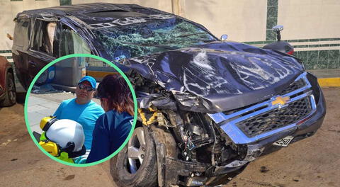 Así quedó la camioneta del alcalde de Puente Piedra, Rennán Espinoza, luego del accidente.