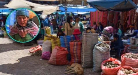 Adulta mayor sale a las calles a vender porque no tiene otros sustento en Huancayo.