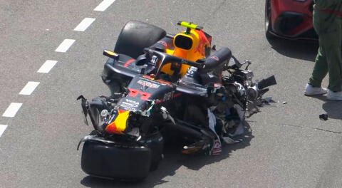 Checo Pérez sufrió accidente y quedó fuera del GP de Mónaco.