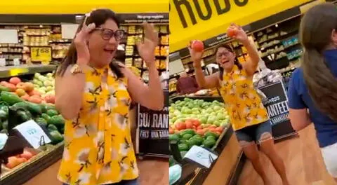 Cubana mostró su felicidad por ver un supermercado lleno de productos.