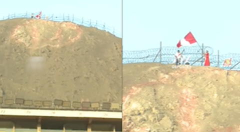 Hincha Israelita se las ingenia para apoyar a la selección peruana en el Estadio Monumental.