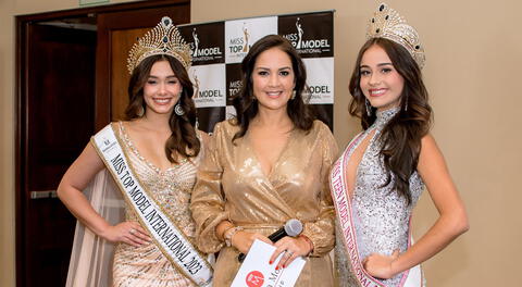 Marina Mora junto a futuras Miss Perú.