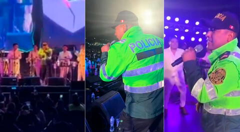 Efectivo de la Policía Nacional del Perú despertó al público de Chimbote al cantar Partido en Dos con La Única Tropical.