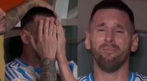 Messi llora tras sufrir lesión en el Argentina vs. Colombia.