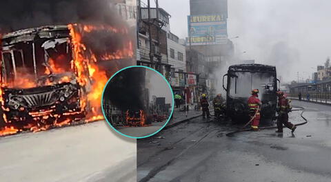 Bus de transporte público terminó inservible tras incendiarse en SMP.