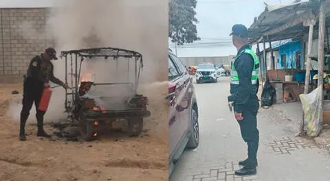 Agentes policiales encontraron la mototaxi usada por los delincuentes en Sullana.