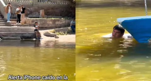 Joven se lanzó a la laguna de la Huacachina para recuperar su iPhone 15 Pro Max que se había caído al agua.