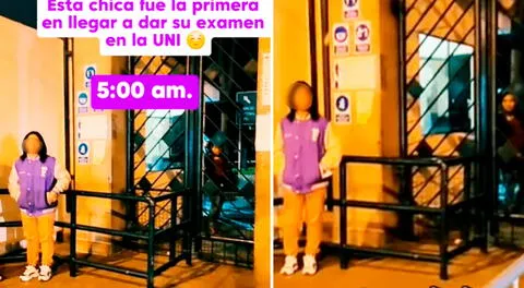 Joven de 17 años conmueve las redes al llegar a las 5 am. a la UNI para dar examen de admisión.