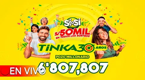 El pozo millonario de la Tinka se sorteará el miércoles 04 de septiembre a las 10:50 p.m.