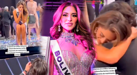 En el Miss Universo 2024, la Miss Bolivia fue sorprendida por su novio, quien le pidió la mano.