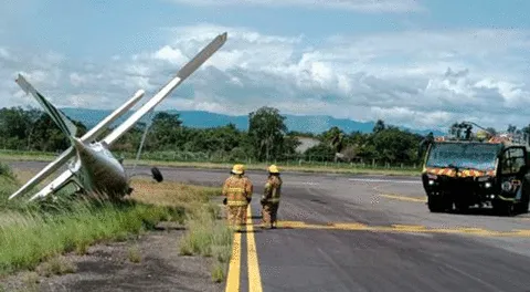 Avioneta terminó al costado de la pista de despegue luego de despiste