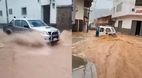 Torrenciales lluvias en La Libertad generan que las calles se llenen de agua y barro.