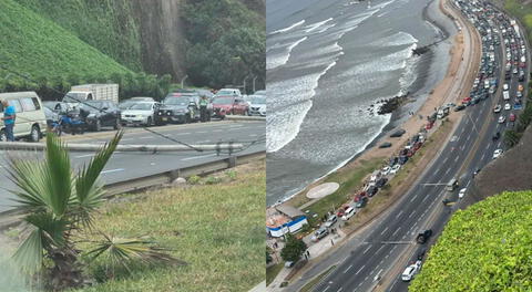 Congestión vehicular en la Costa Verde por caída de dos postes luego de accidente de tránsito