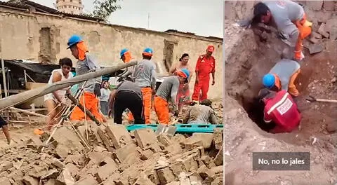 Dos obreros quedan sepultados tras colapso de pared en Ferreñafe: video muestra cómo sobrevivieron de milagro