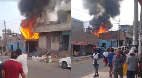 El terrible incendio se reportó alrededor de la 9:41 a. m. en el jirón Santa Rosa en el distrito de Comas.