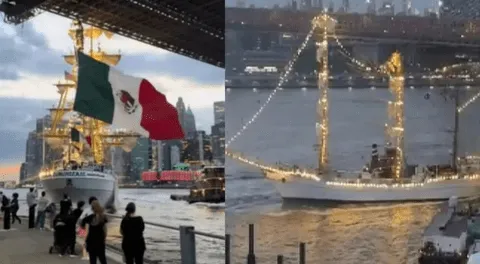 Buque de México estrella el Puente de Brooklyn y deja 2 muertos.