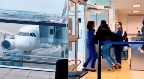 Pasajera forcejea con trabajadora de aerolínea y termina arrestada.