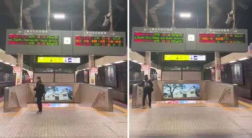 Terremoto en Japón: el preciso momento en que pasajero salva de morir aplastado por gigantesco cartel