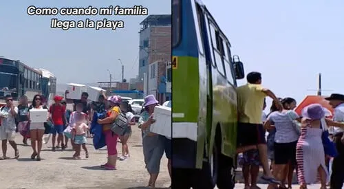 Familia va a la playa al ritmo de la canción Al Fondo hay Sitio y sorprende a miles
