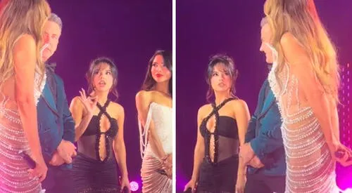 Captan FUERTE discusión entre Becky G y Thalia en el escenario de los Latin AMA's
