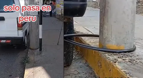 Peruano sorprende al encadenar su combi a un poste y evitar que se lo roben: escena es viral